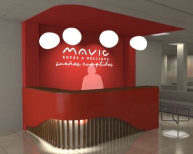 visiby marketing diseno interiorismo render reception mostrador mavic vimianzo coruna galicia